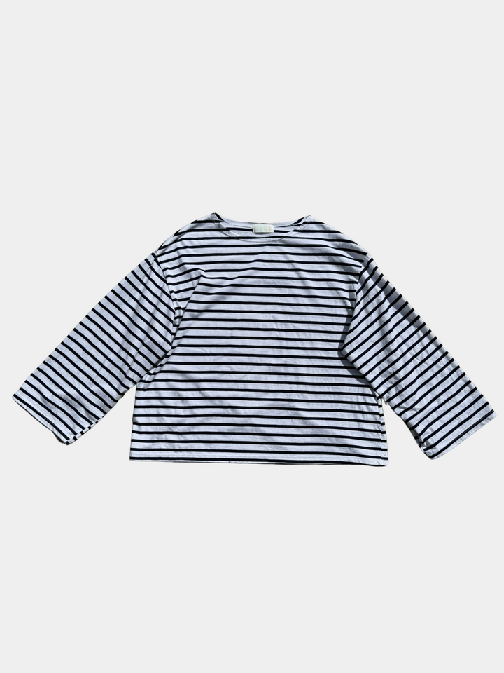 Breton Stripe Oversized Tee - Black & White
